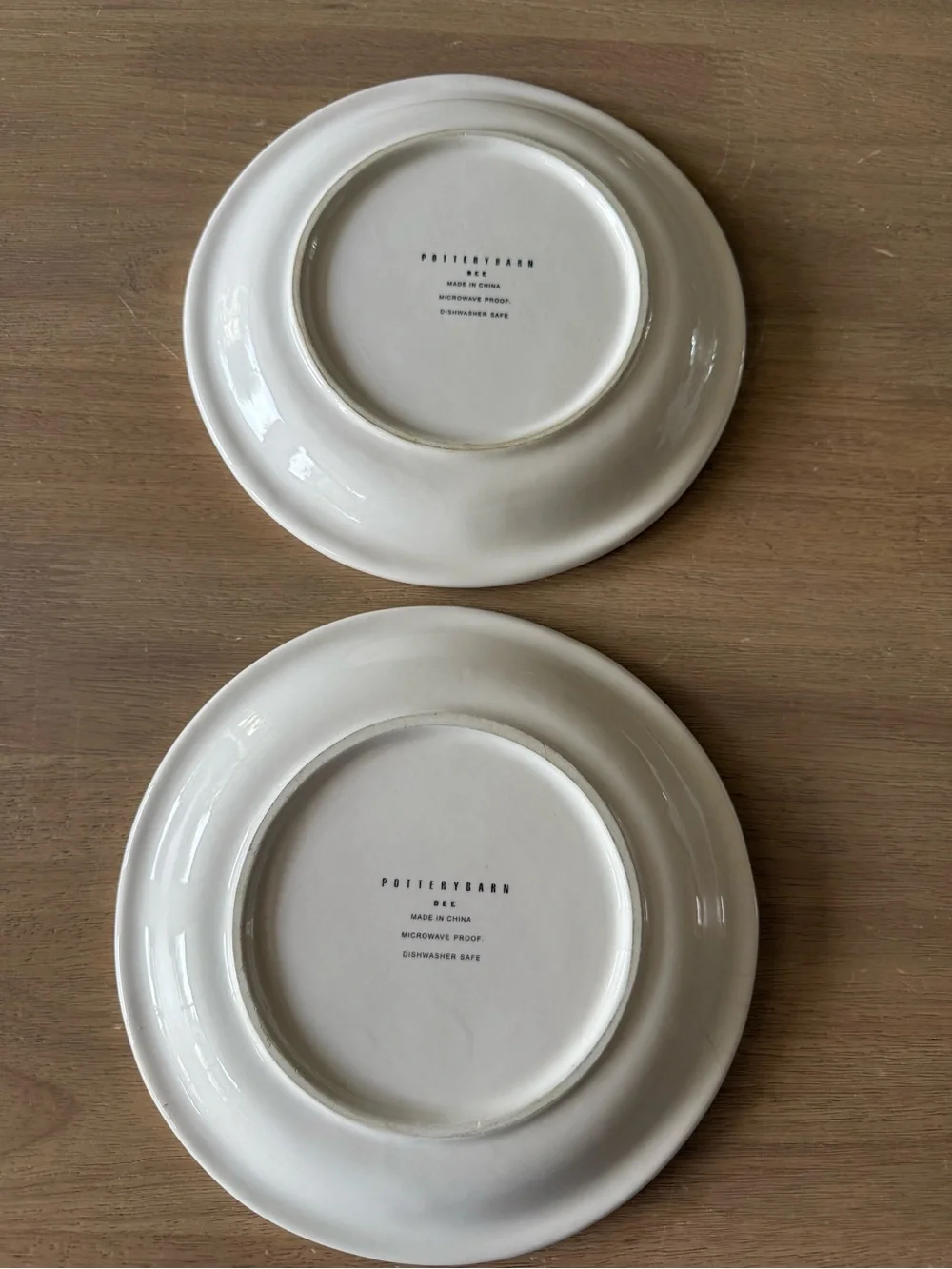 Pottery Barn Cream Bee Embossed Ceramic Plates - Set of 2